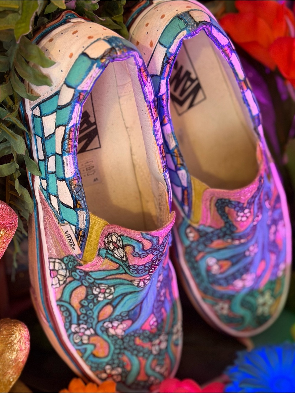 Vans Slip-On Sneakers with Hand-Drawn Octopus Art by Swhitey - Picture 8 of 12